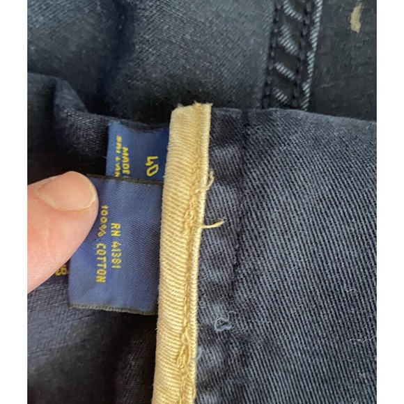 Ralph Lauren Polo Cargo Shorts Y2k Vintage Mens Navy Blue 40 Logo Tag Flat Front - Picture 5 of 6